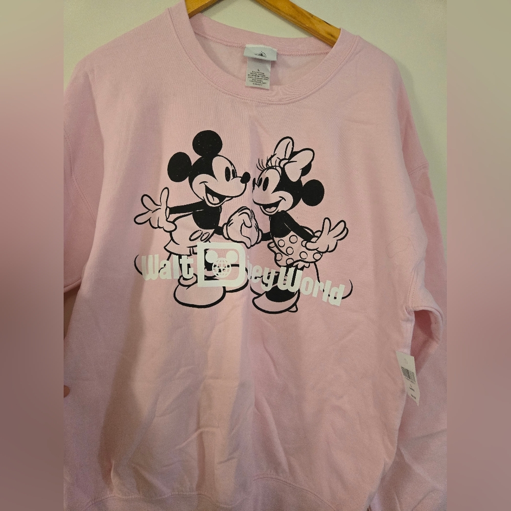 Walt Disney Pink Sweatshirt with Mickey and Minnie